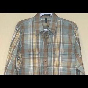 Ralph Lauren 100% Cotton Plaid Shirt with Pockets